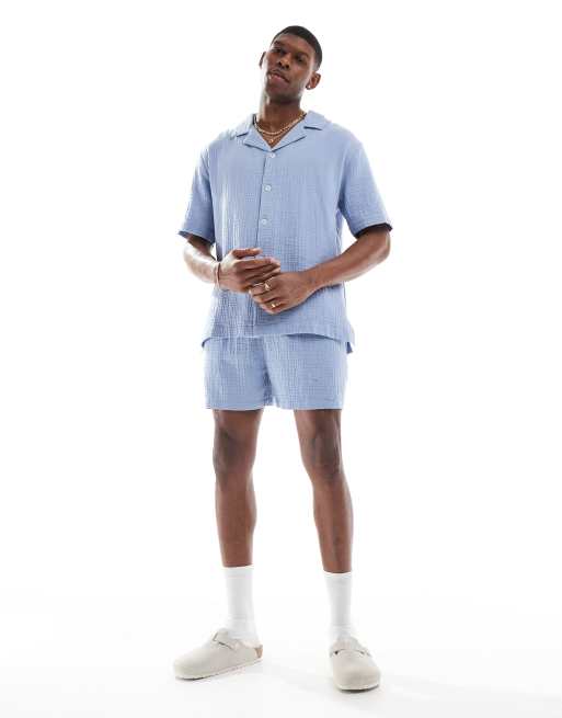 Goldsboro - Camicia blu con rever e tasca, 3 di 4