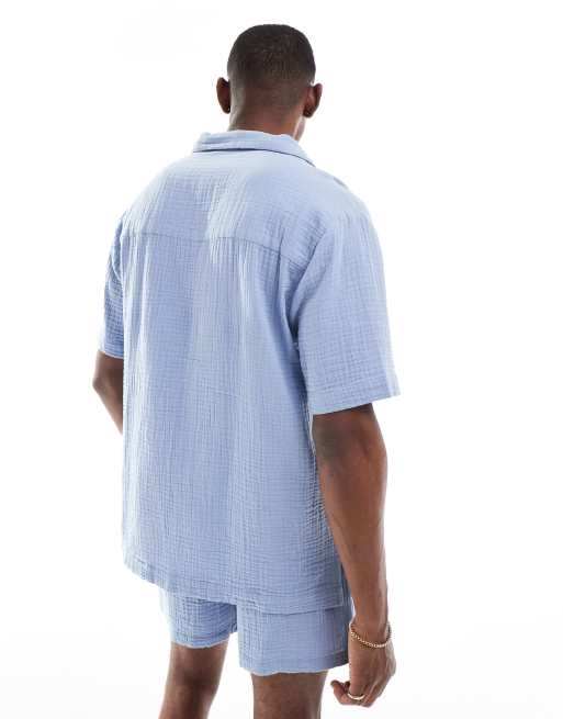 Goldsboro - Camicia blu con rever e tasca, 4 di 4