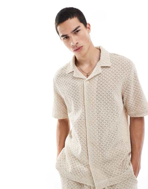 Goldsboro revere knit shirt in tan