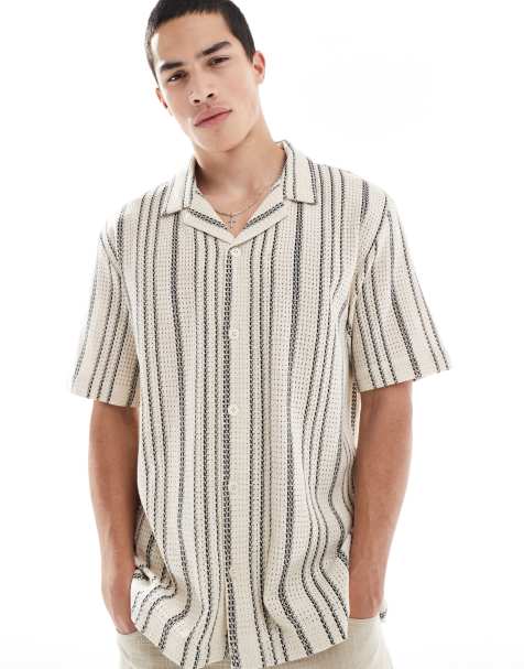 Goldsboro revere textured stripe shirt in multi