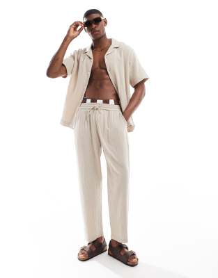 Goldsboro Goldsboro reshort beach trouser in stone-Neutral