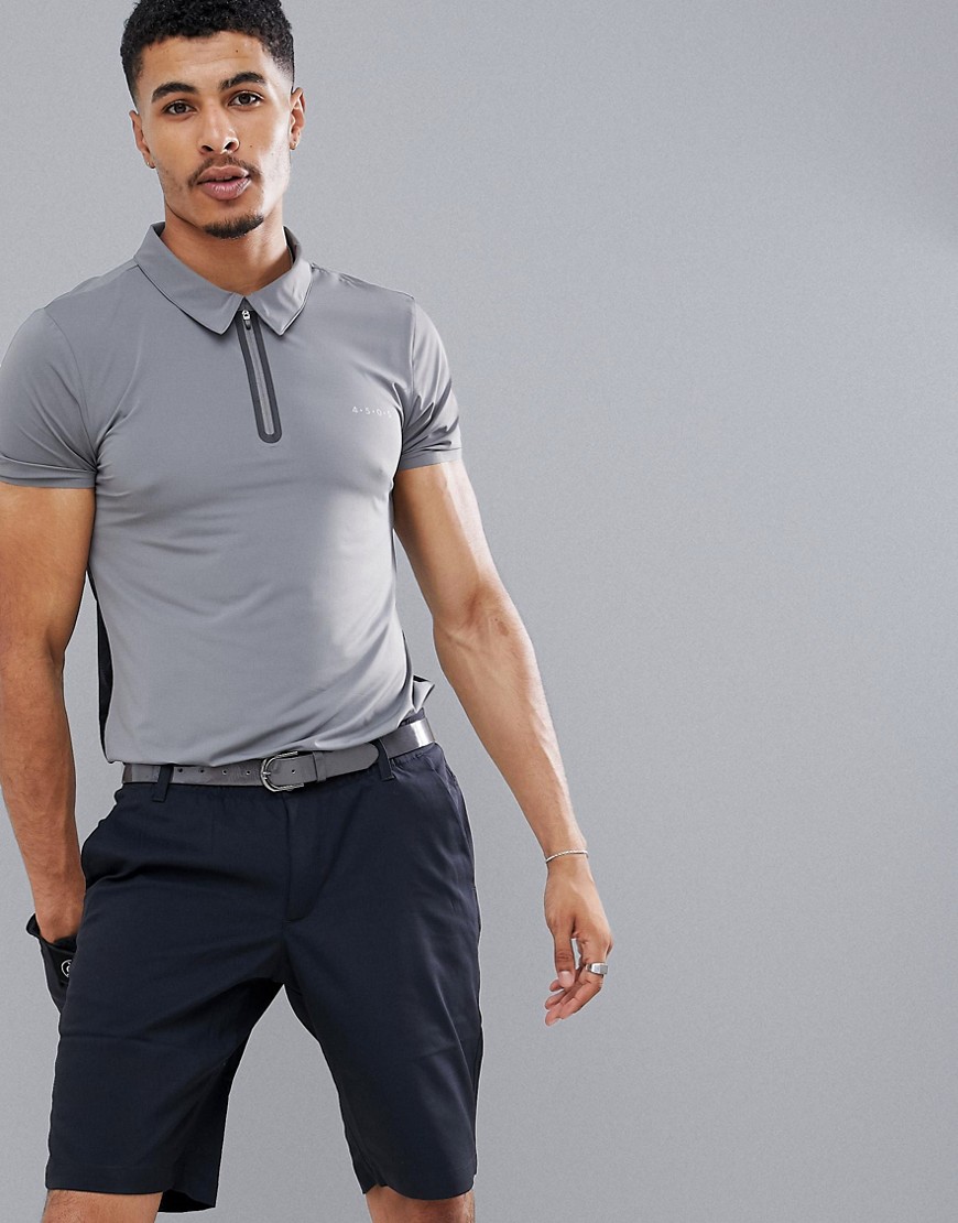 Golf poloskjorte med forbundet lynlås fra ASOS4505-Grå