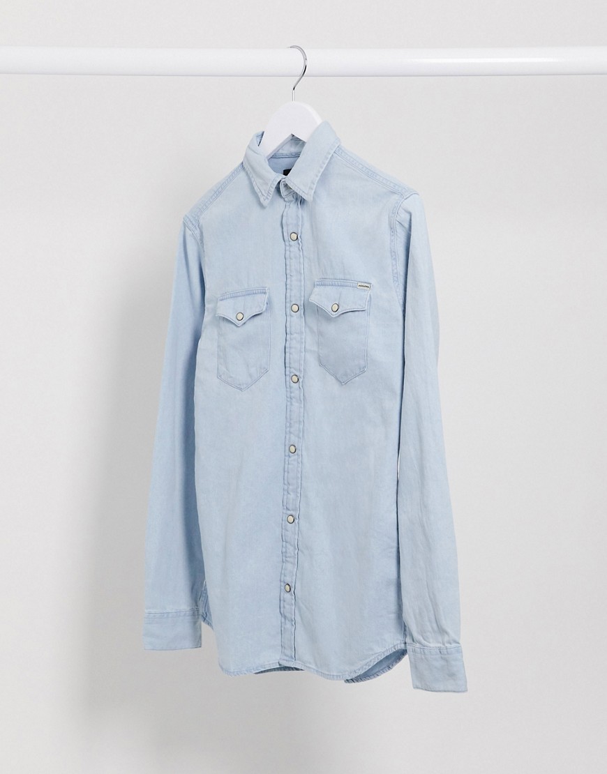 фото Голубая джинсовая рубашка jack & jones essentials-синий