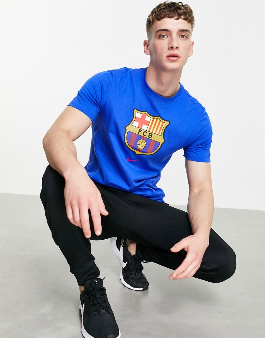 Голубая футболка с гербом ФК «Барселона» FC Barcelona Crest-Голубой Nike Football 12107126