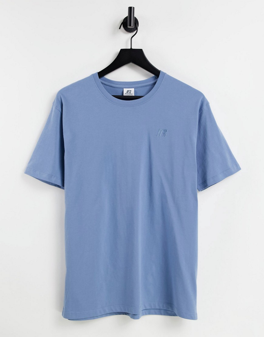 Голубая футболка с круглым вырезом и логотипом -Голубой Russell Athletic 11540946