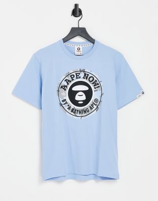 фото Голубая футболка с принтом "aape now" aape by a bathing ape-голубой aape by a bathing ape®