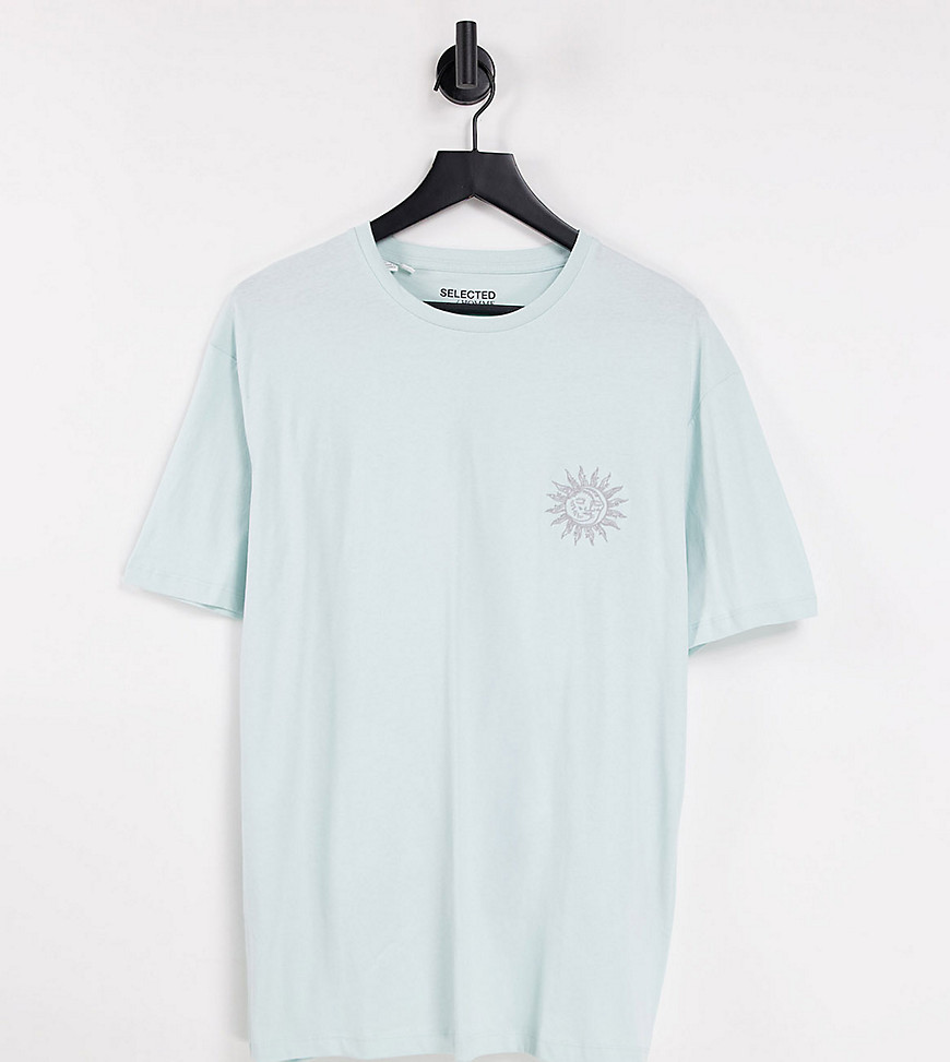 Голубая oversized-футболка с вышивкой солнца – эксклюзивно для ASOS-Голубой SELECTED 110423438