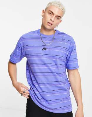 Футболки в полоску  Asos Голубая oversized-футболка в полоску Nike Premium Essential-Голубой