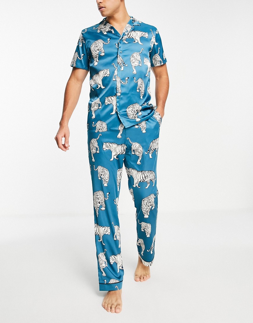 фото Голубая пижама на пуговицах chelsea peers-голубой
