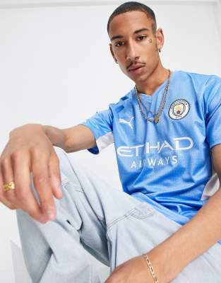 фото Голубая рубашка puma football manchester city 21/22 home-голубой