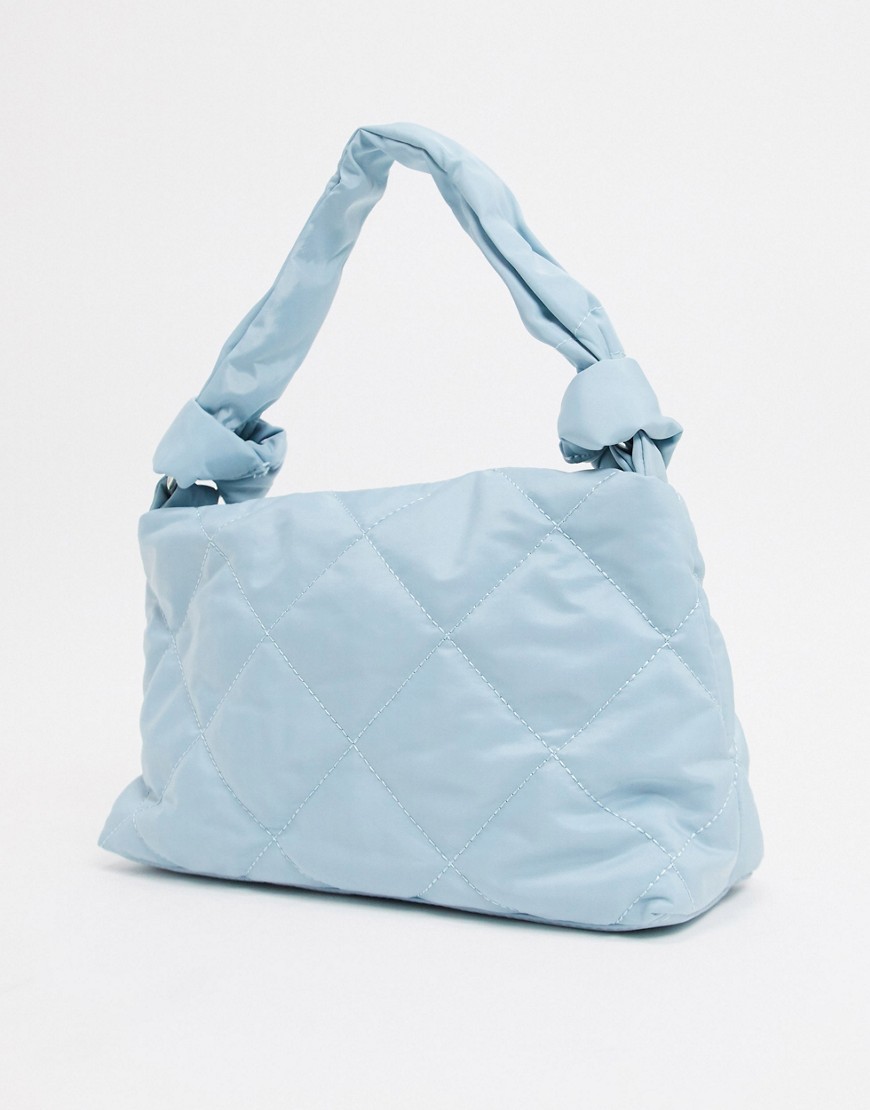 фото Голубая стеганая сумка на плечо bershka-синий