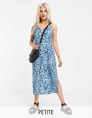 Голубое платье миди на тонких бретельках Urban Threads Petite-Голубой