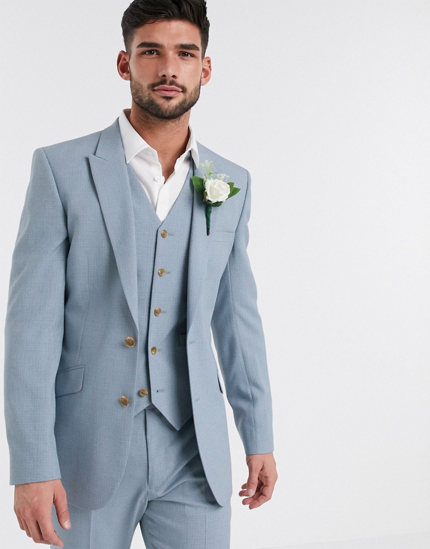 фото Голубой приталенный пиджак asos design wedding-синий