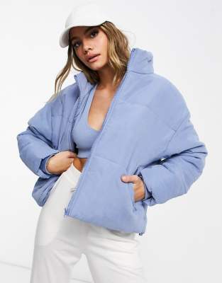 фото Голубой пуховик в стиле oversized от комплекта missguided