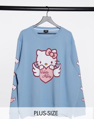 фото Голубой свободный свитшот с принтом new girl order curve x hello kitty