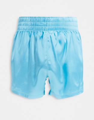 Нижнее белье и носки Голубые атласные боксеры с широким поясом ASOS DESIGN-Голубой