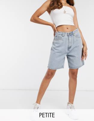 фото Голубые длинные джинсовые шорты missguided petite-синий