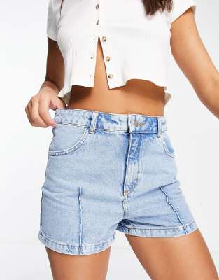   Asos Голубые джинсовые шорты из органического хлопка с отделкой швами NA-KD-Голубой