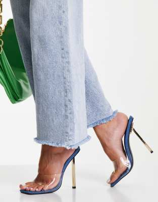 Cандалии на каблуке  Asos Голубые мюли на каблуке Public Desire Amaze-Голубой