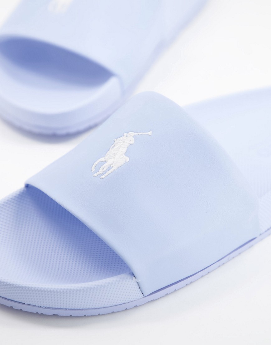 фото Голубые шлепанцы с логотипом в виде пони polo ralph lauren-голубой