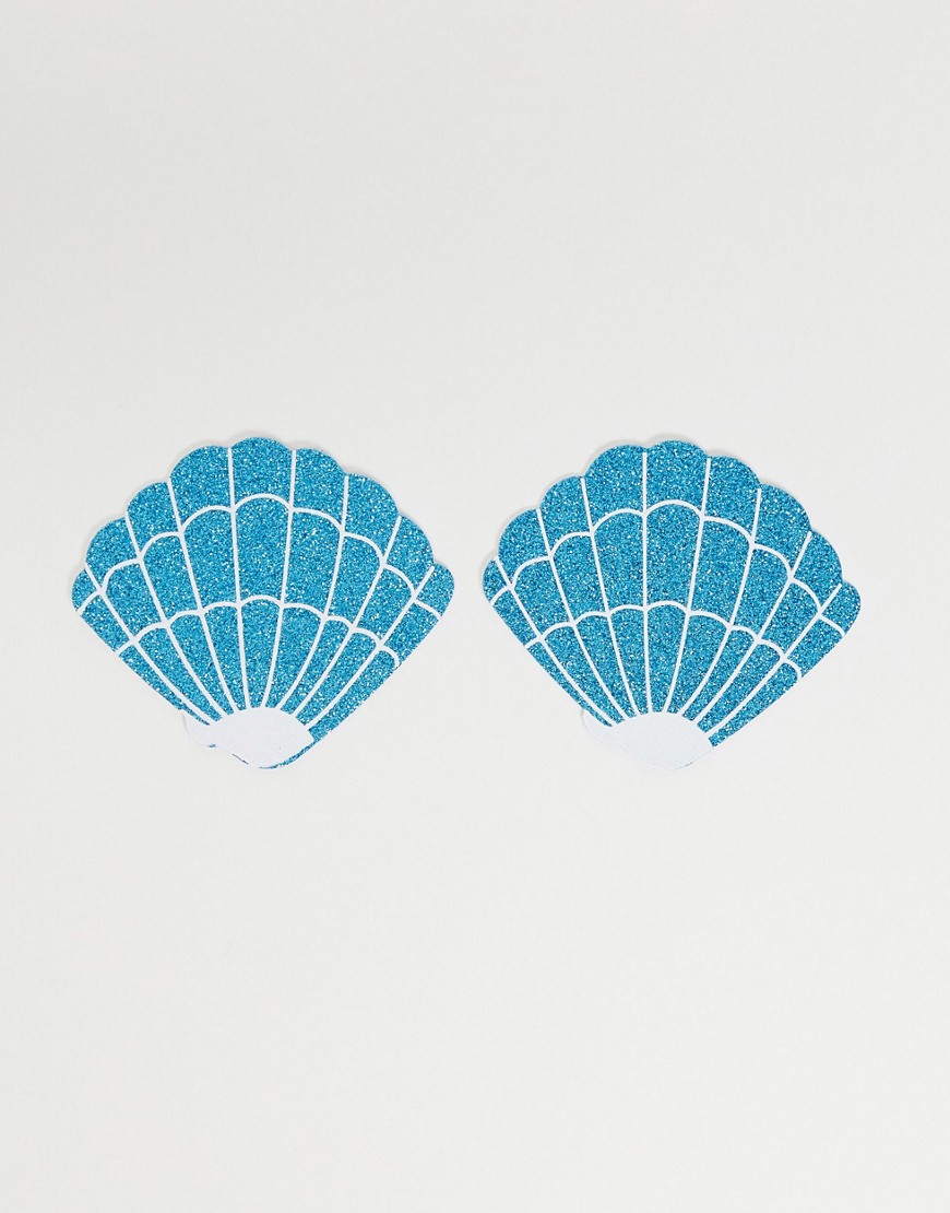 фото Голубые стикеры для груди в форме морских ракушек asos design-голубой