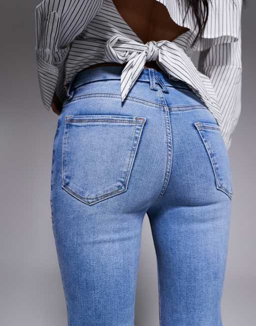 Good American always fits good legs cropped mini boot jeans in mid blue , 5 of 5