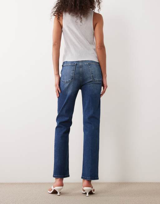 Good American always fits good legs straight jeans in dark blue wash, 2 of 5