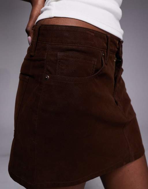 Good American Better Than Suede 90s mini skirt in chocolate brown, 4 of 5