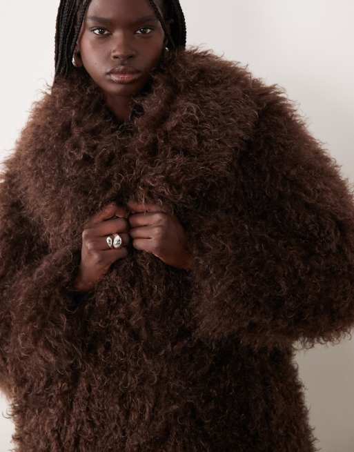 Good American better than suede button down coat in brown, 2 of 4