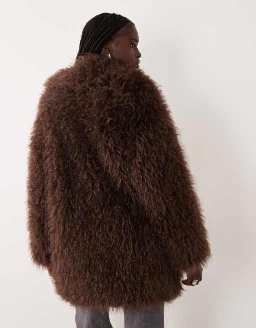 Good American better than suede button down coat in brown, 3 of 4