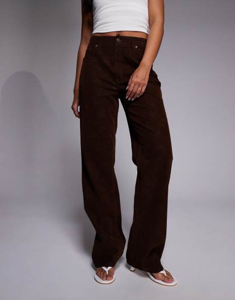 Good American – Better Than Suede – Good True – Chokladbruna, raka byxor - view 1
