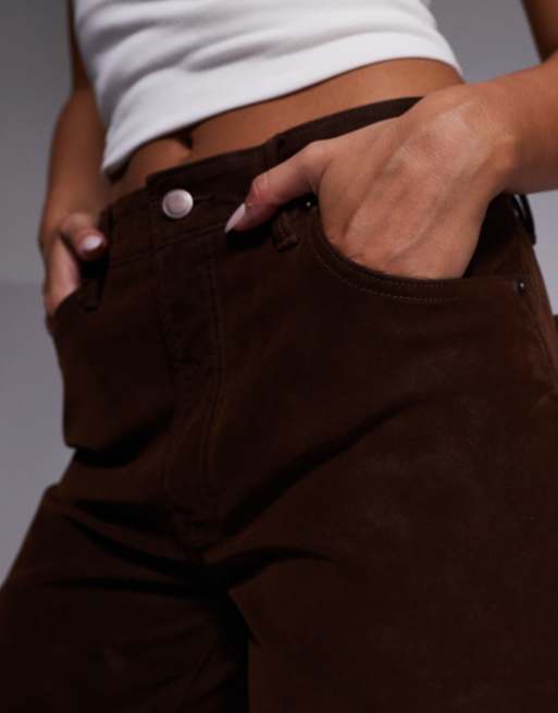 Good American - Better Than Suede Good True - Pantaloni dritti marrone cioccolato, 2 di 5