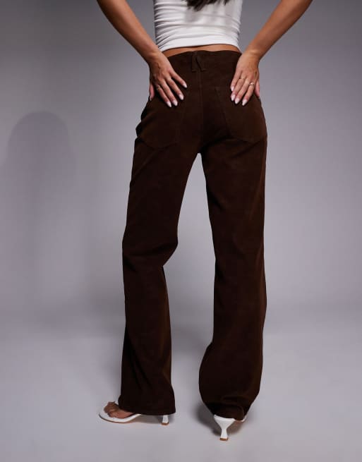 Good American - Better Than Suede Good True - Pantaloni dritti marrone cioccolato, 3 di 5
