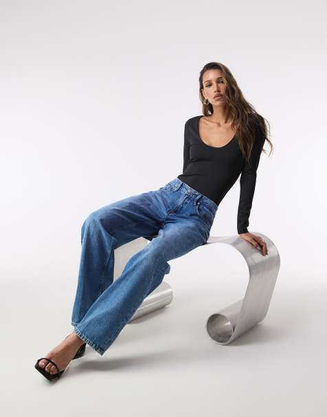 Good American - Body a maniche lunghe modellante nero con scollo rotondo - view 1