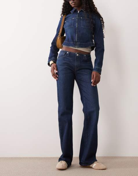 Good American bootcut-jeans med lav talje og ghost waist i indigoblå - view 1