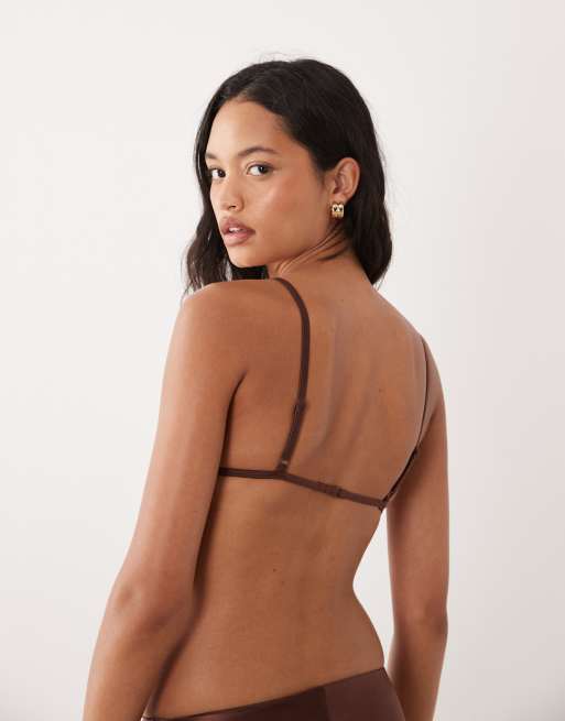 Good American – Brun bikiniöverdel i satin med perfekt passform, del av set, 4 av 4