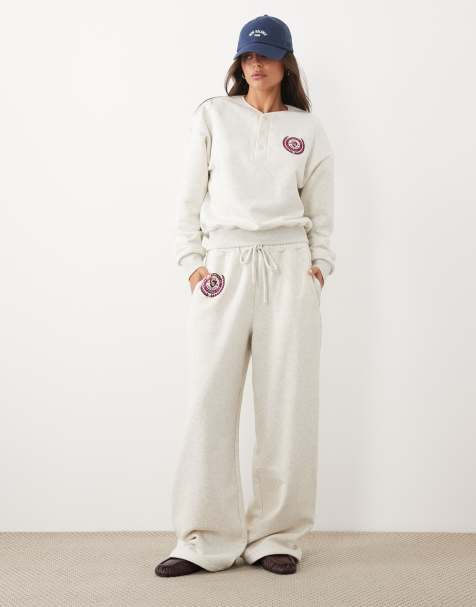 Good American brushed fleece co-ord in oatmeal - view 1