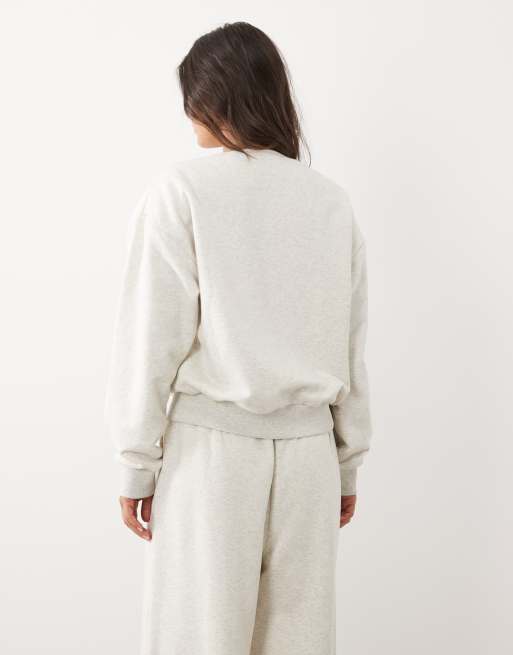 Good American brushed fleece henley co-ord in oatmeal, 4 of 4