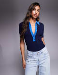 [Good American] Good American cable knit bodysuit in midnight-Navy XL Midnight 002