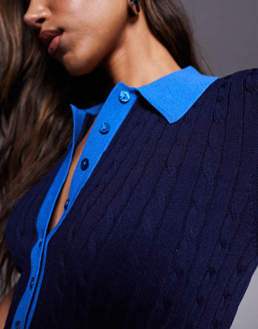 Good American cable knit mini dress in midnight | ASOS