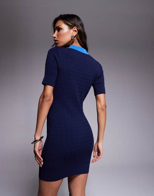 Good American cable knit mini dress in midnight | ASOS