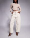 [Good American] Good American canvas cropped barrel pants in off white 10 Canvas