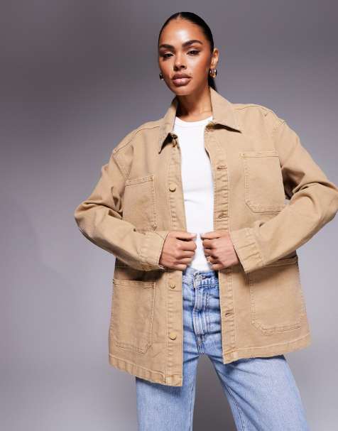 Good American canvas jacket in khaki beige