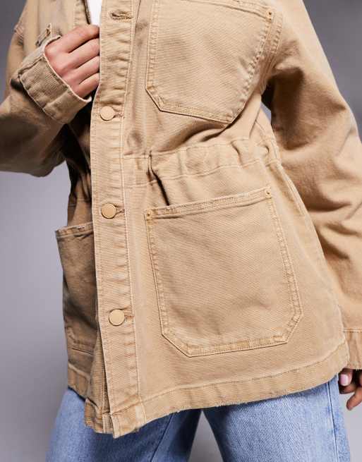 Good American canvas jacket in khaki beige, 3 of 4
