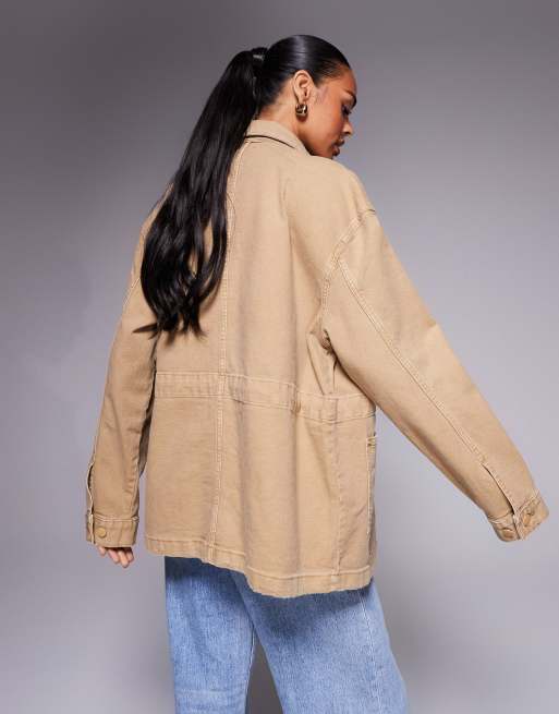 Good American canvas jacket in khaki beige, 4 of 4