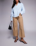 [Good American] Good American canvas palazzo cropped pants in khaki beige-Green 18-20 good khaki001