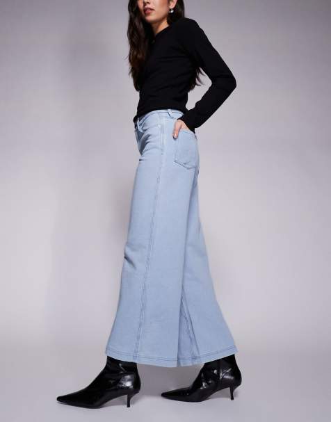 Good American cotton cropped hoodie and jeans co-ord in light blue wash - view 1