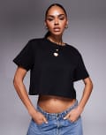 [Good American] Good American cotton cropped tee in black XL Black 001