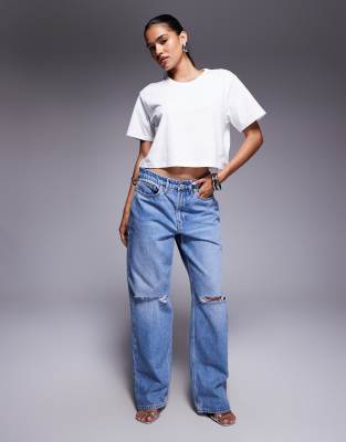 Good American Cotton Cropped Tee In White