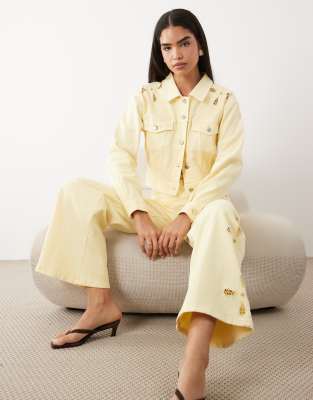 Good American cotton essential cut out detail crop jacket in lemon - part of a set yellow 35790₽